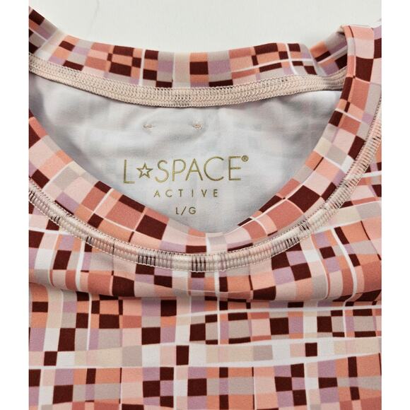 NWT L*Space Active Block Party Aim High crop gym top L women's long sleeve pink - Picture 6 of 9